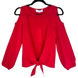 Amanda Uprichard Red,‎ Slik Cold Shoulder Long Sleeve Kellen Top NWT